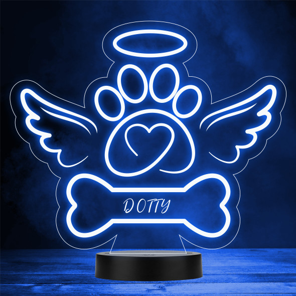 Line Art Pet Paw Angel Loss Memorial Personalised Gift Colour Change Night Light