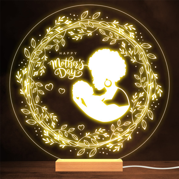 Happy Mother's Day Silhouette Mother Afro Personalised Gift Lamp Night Light