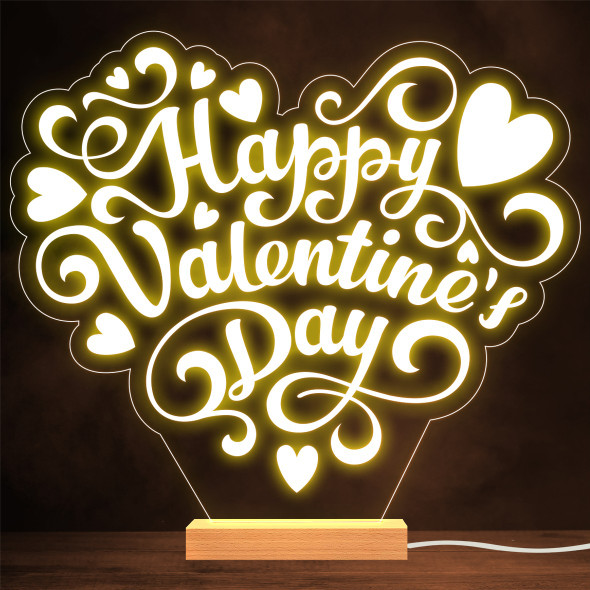 Happy Valentine's Day Heart Lettering Personalised Gift Warm Lamp Night Light