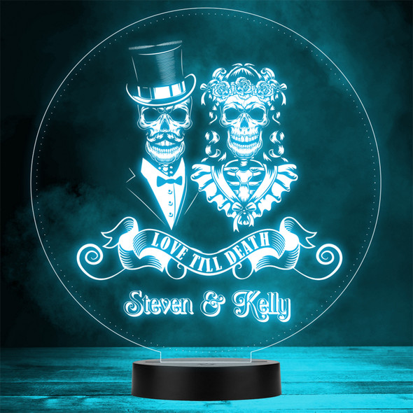 Cool Skeletons Wedding Couple Love Till Death Gothic Colour Change Night Light