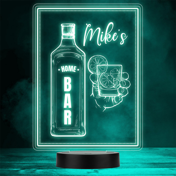 Gin Bottle Alcohol & Glass Your Home Bar Man Cave Gift Colour Change Night Light