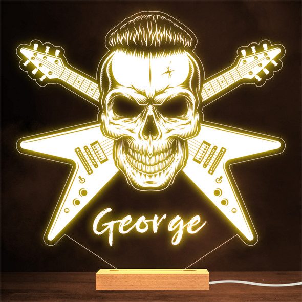 Skull Punk Rock Star Guitars Music Gothic Style Personalised Gift Night Light