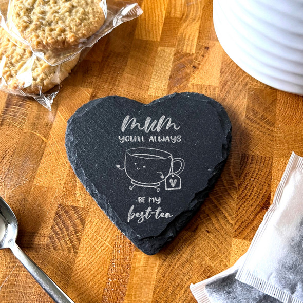 Heart Slate Cute Cup Of Tea Mum Best-Tea Mother's Day Gift Personalised Coaster