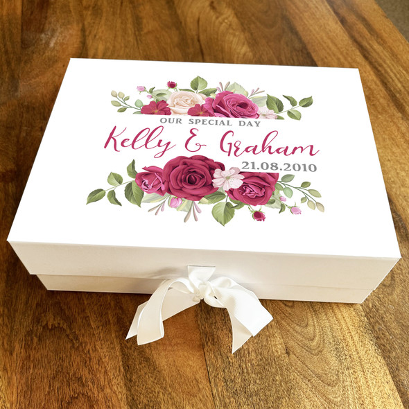 Our Special Wedding Day Red Roses Hen Do Personalised Keepsake Gift Memory Box