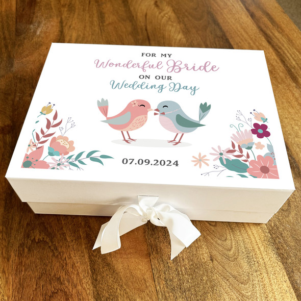 Bride Love Birds Personalised Wedding Day Keepsake Memory Hamper Gift Box