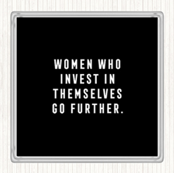 Black White Women Who Invest Quote Coaster