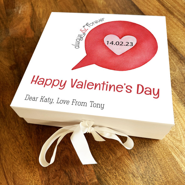 Happy Speech Bubble Heart Personalised Square Valentine's Day Keepsake Gift Box