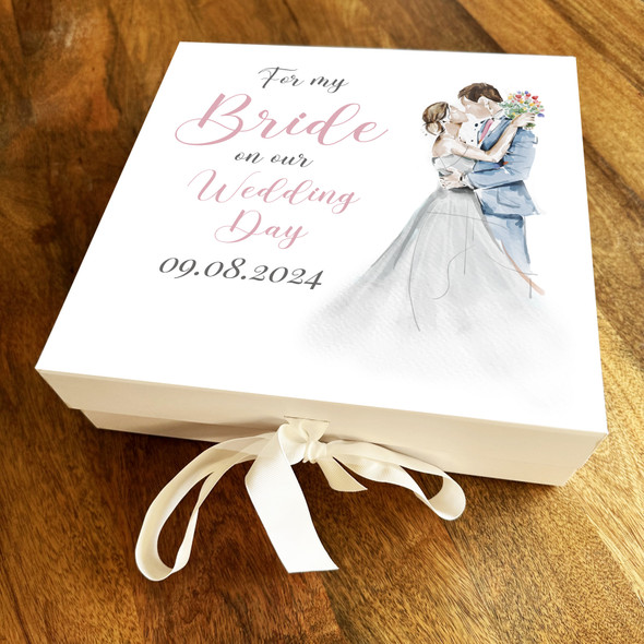Bride Wife Couple Personalised Square Wedding Day Keepsake Hamper Gift Box