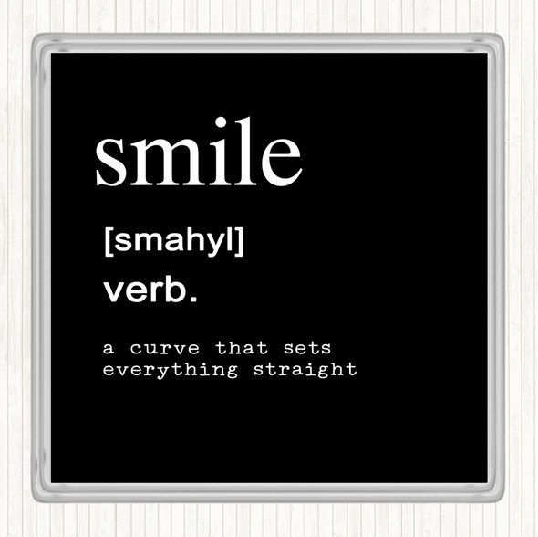 Black White Word Definition Smile Quote Coaster