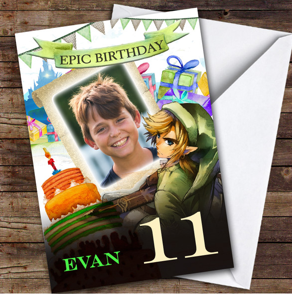 Zelda Epic Any Age & Photo Kids Personalised Children's Birthday Card