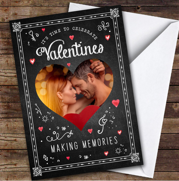 Chalk Heart Memories Photo Romantic Personalised Valentine's Day Card