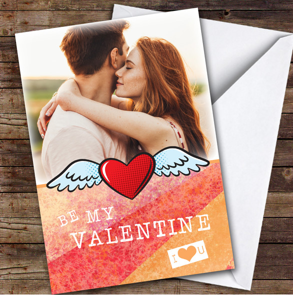 Vintage Heart & Wings Photo Romantic Personalised Valentine's Day Card