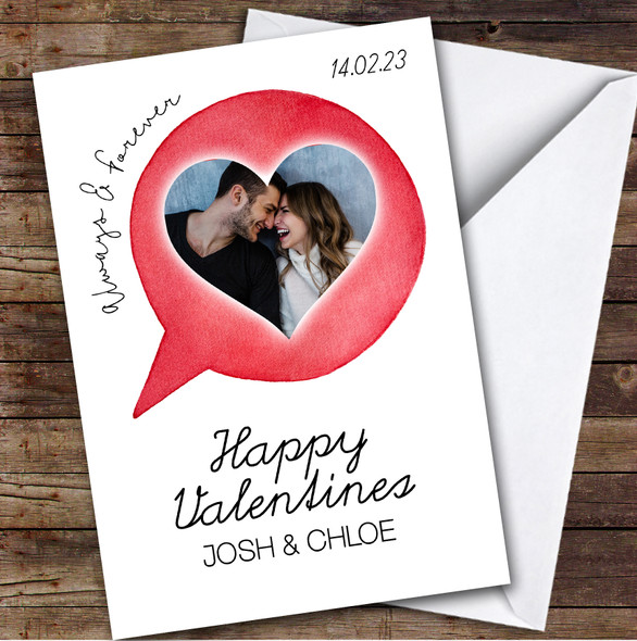 Happy Date Photo Speech Heart Romantic Personalised Valentine's Day Card