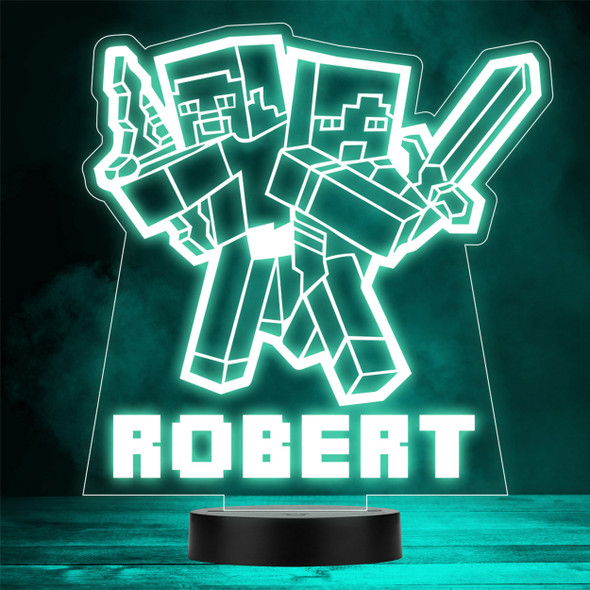 Minecraft Gaming Characters Steve & Alex LED Personalised Gift Night Light