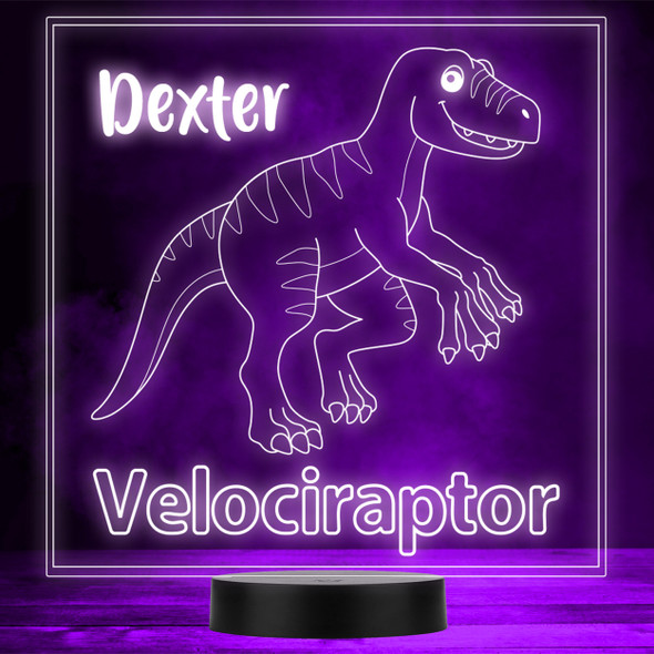 Kids Cute Dinosaur Fan Velociraptor LED Personalised Gift Night Light