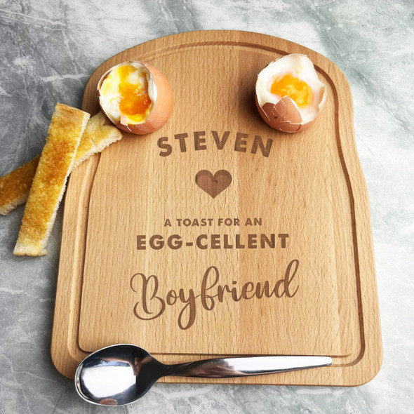 Boiled Eggs & Toast A Toast For An Egg-Cellent Boyfriend Heart Breakfast Board