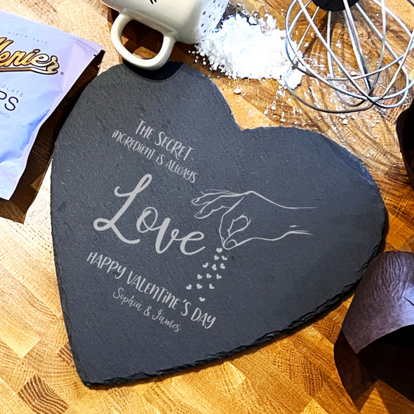 Heart Slate Valentine's Day Love Hand Sprinkling Hearts Serving Board