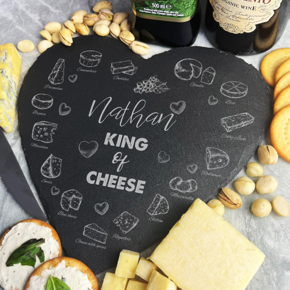 Heart Slate King Of Cheese Collection Personalised Serving Board