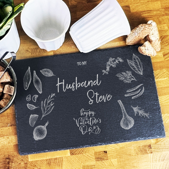 Rectangle Slate Valentine's Day Ingredients Husband Personalised Serving Board