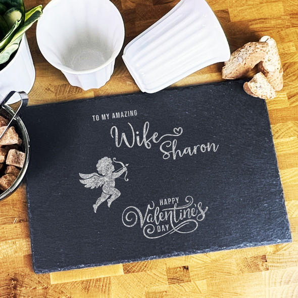 Rectangle Slate Valentine's Day Amazing Wife Little Cupid Serving Board