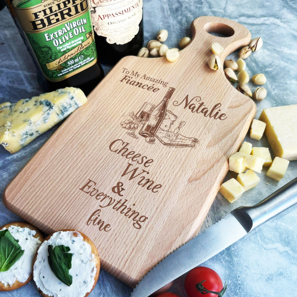 Wood Paddle Amazing Fiancée Cheese Wine Personalised Serving Board