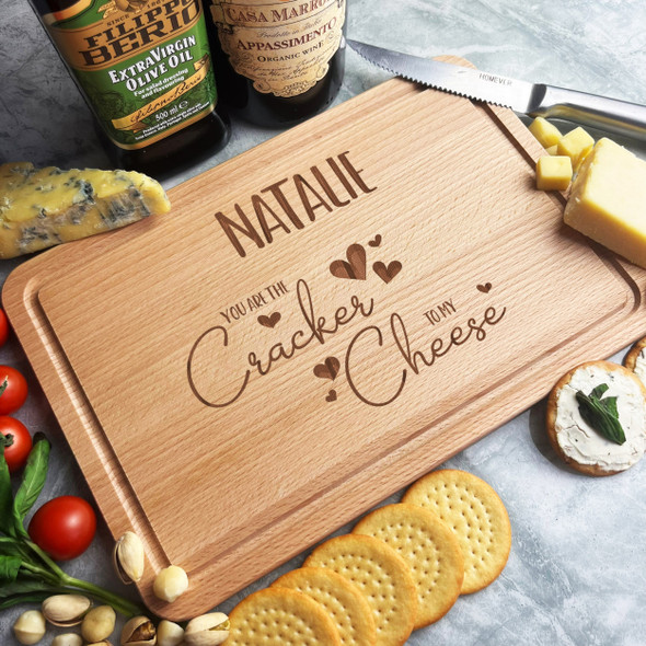 Wood Rectangle Hearts Cracker To My Cheese Personalised Serving Board