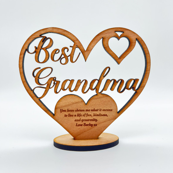 Best Grandma Birthday Mother's Day Heart Engraved Keepsake Personalised Gift