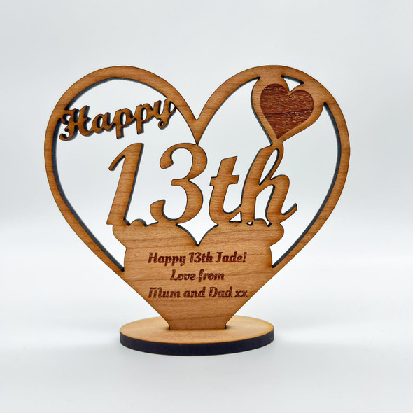Happy 13th Special Birthday Heart Engraved Keepsake Personalised Gift