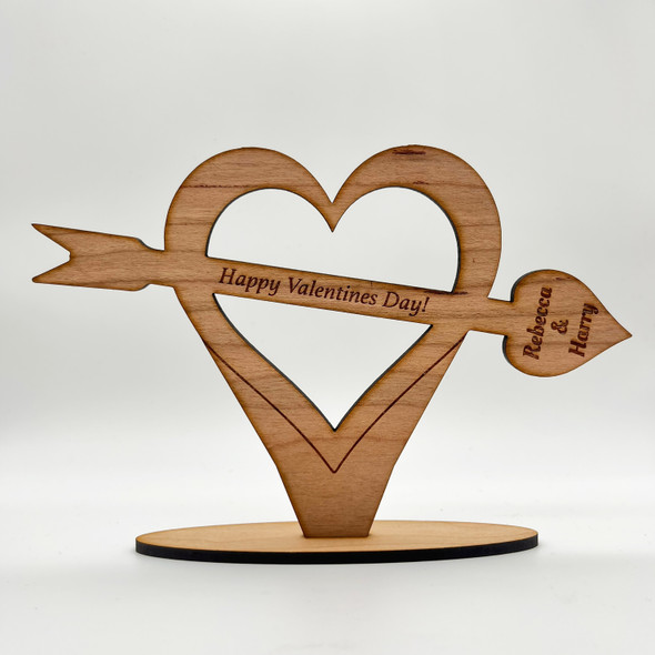 Heart & Arrow Happy Valentine's Day Heart Engraved Keepsake Personalised Gift