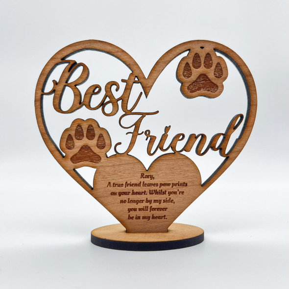 Best Friend Pet Dog Memorial Poem Heart Engraved Keepsake Personalised Gift