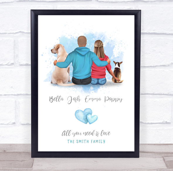 Family Name Dog Romantic Gift For Him or Her Personalised Couple Print