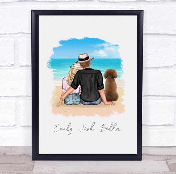 Beach Dog Couple Romantic Gift For Him or Her Personalised Couple Print