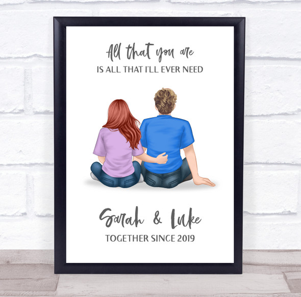 All That You Are Romantic Gift For Him or Her Personalised Couple Print