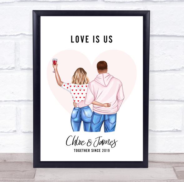 Love Is Us Romantic Gift For Him or Her Personalised Couple Print