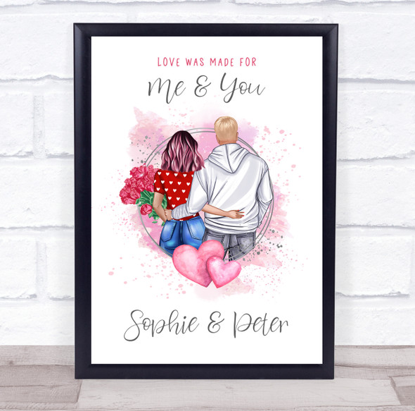 Made For Us Pink Romantic Gift For Him or Her Personalised Couple Print