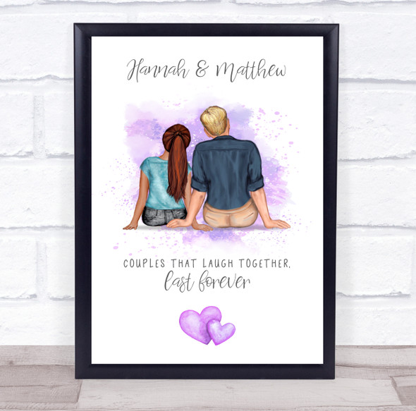 Laugh Together Romantic Gift For Him or Her Personalised Couple Print