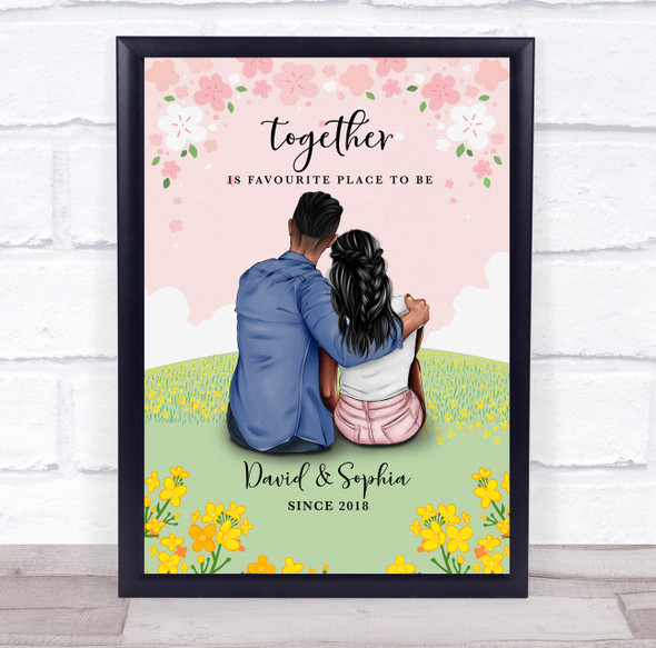 Spring Flowers Romantic Gift For Him or Her Personalised Couple Print