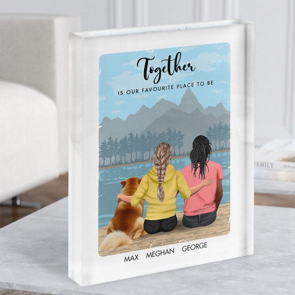 Mountains River Dog Gift For Him or Her Personalised Couple Acrylic Block