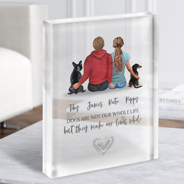 Lives Whole Dogs Gift For Him or Her Personalised Couple Clear Acrylic Block