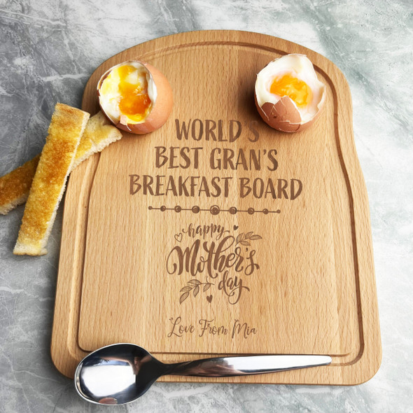 Gran Mother's Day Personalised Gift Eggs & Toast Soldiers Breakfast Board