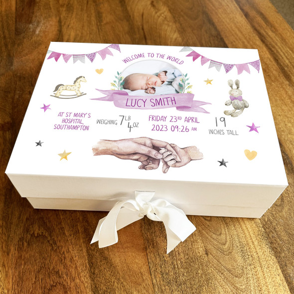 New Baby Shower Photo Keepsake Memory Hamper Gift Box