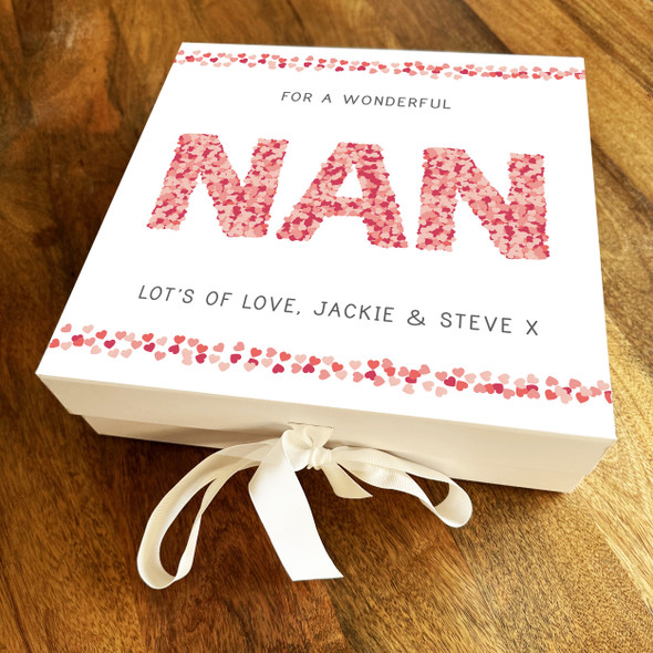 Heart Letters Nan Personalised Square Keepsake Memory Hamper Gift Box