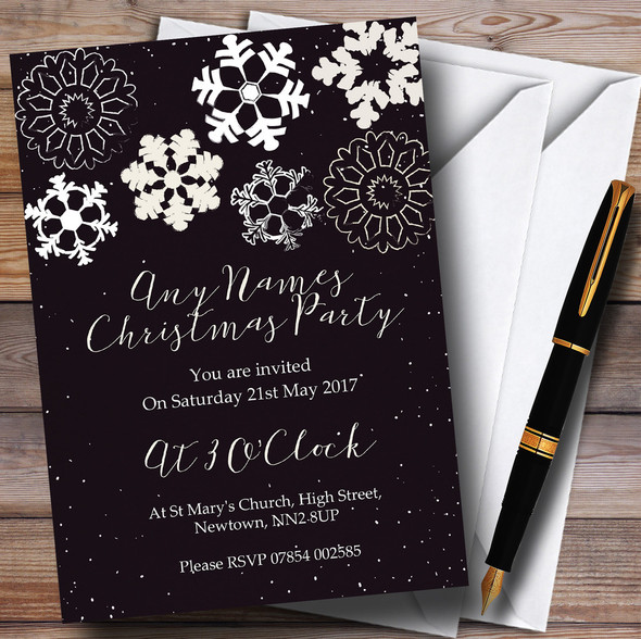 Chalk Effect Snowflakes Customised Christmas Party Invitations