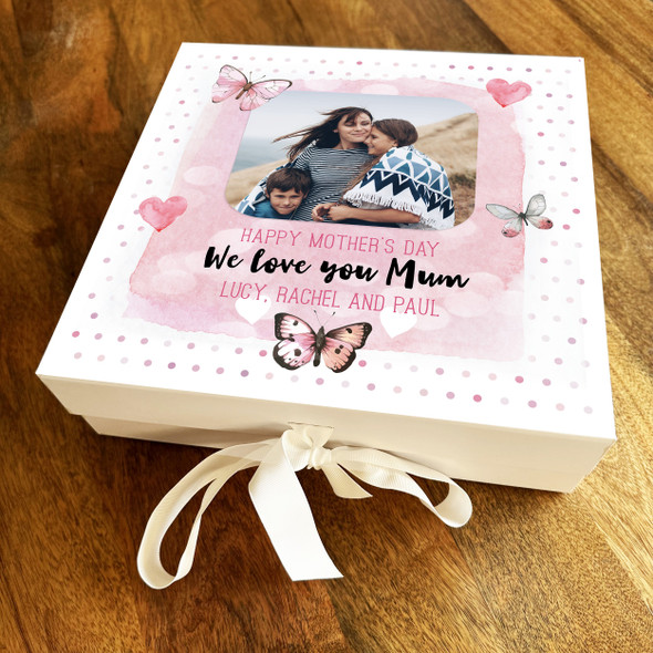 Mum Photo Pink Wash Mother's Day Square Keepsake Memory Hamper Gift Box