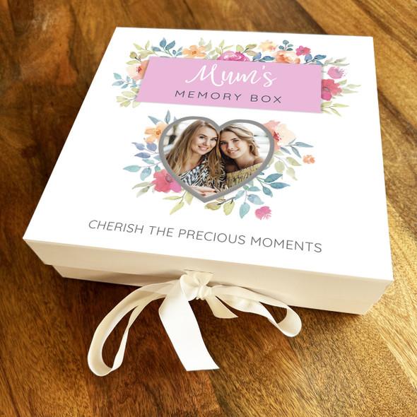 Mum's Photo Flowers Mother's Day Birthday Square Keepsake Hamper Gift Box