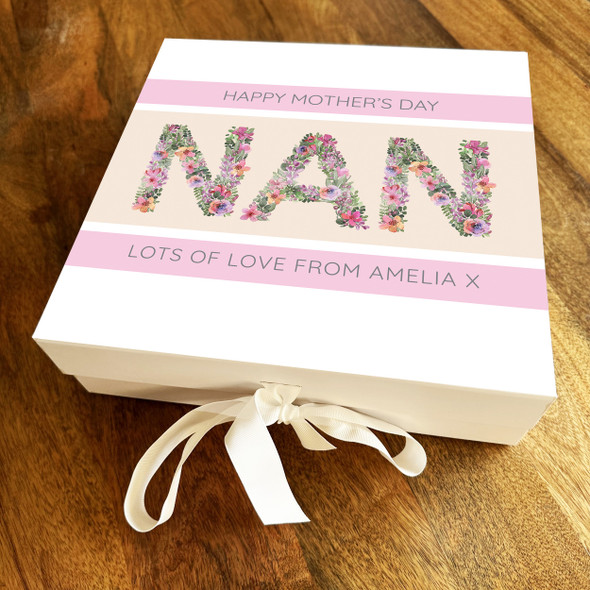 Nan Flower Letters Mother's Day Square Keepsake Memory Hamper Gift Box