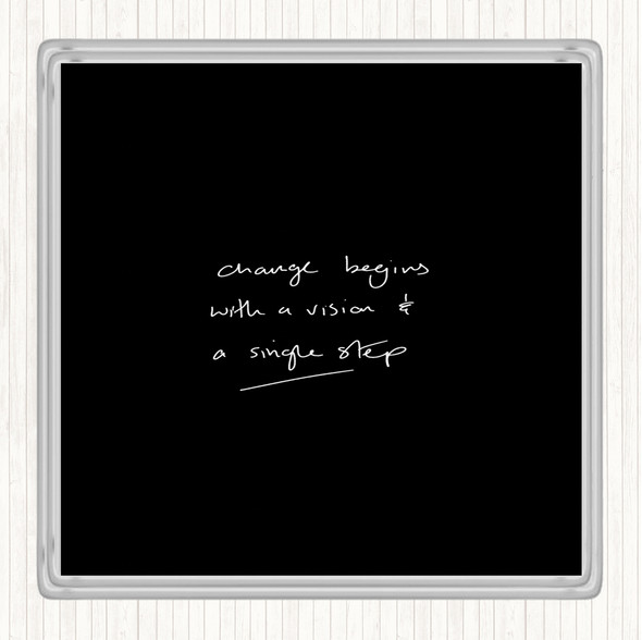Black White Change Simple Step Quote Coaster