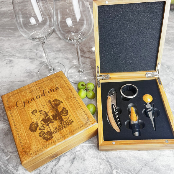 Amazing Grandma Wine Bottle With Glass Personalised Wine Accessories Box Set