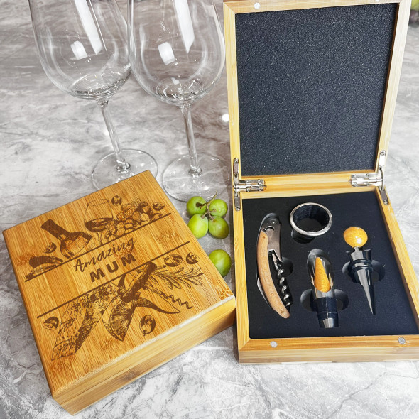 Amazing Mum Wine And Appetizers Personalised Wine Accessories Gift Box Set