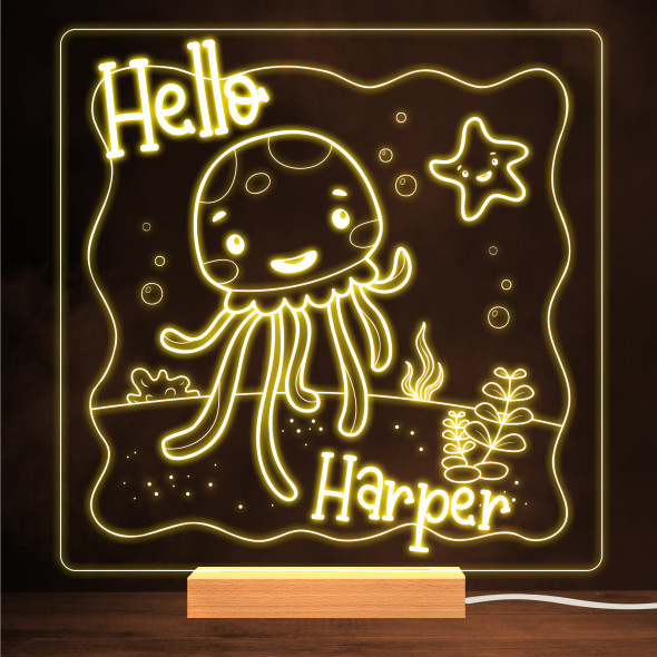 Happy Jellyfish Sea Life Starfish Warm White Lamp Personalised Gift Night Light